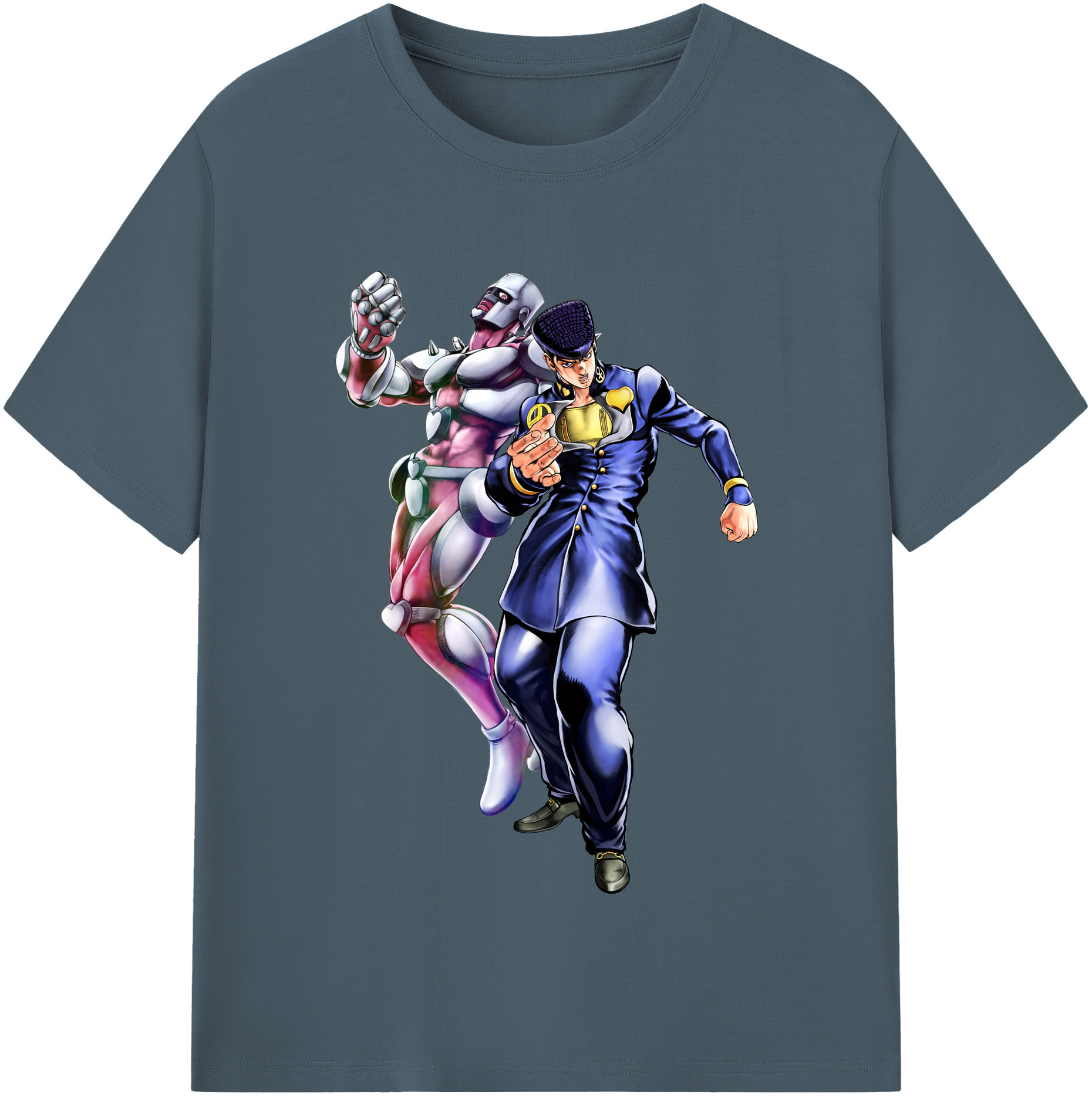 （画像用） ジョジョの奇妙な冒険 ひがしかた じょうすけ JoJo's Bizarre Adventure Higashikata Josuke 綿100％半袖Tシャツ（フロントプリント）